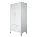 Wardrobe Cabinet With 1 Drawer And Hanging Rod, 2 Doors Closet With Shelf For Bedroom - White by Unique Piece Furniture