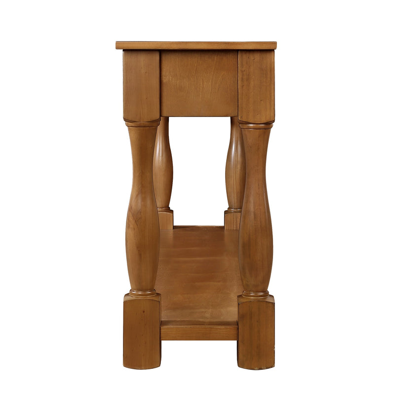 63inch Long Wood Console Table with 3 Drawers and 1 Bottom Shelf for Entryway Hallway Easy Assembly Extra-thick Sofa Table(Brown)