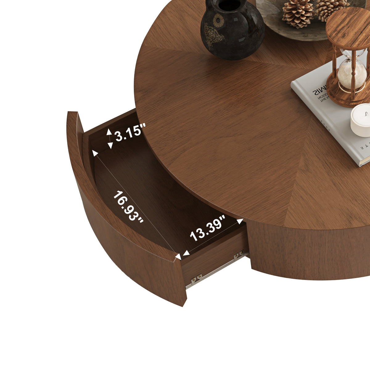 35.43 Inch Drum Shaped Round Coffee Table, photo 8 of 10