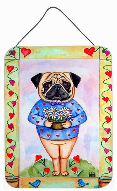 Pug Valentine's Hearts Aluminium Metal Wall or Door Hanging Prints