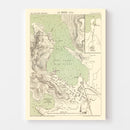 Vintage Map of Piraeus, Greece 1870