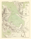 Vintage Map of Piraeus, Greece 1870