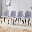 Luxury Simple Chair Linen Cotton High Resilience Dining Chair With Black Metal Legs (Set of 4) - Light Gray by Unique Piece Furniture