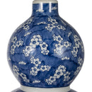 D13x25.7' Blue and White Round Two-Tiered Ceramic Vase Lamp