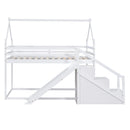Twin Over Twin House Loft Or Bunk Bed With Slide And Staircase by HouseOfZazla