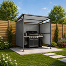 6x6FT Outdoor Pergola with Hardtop Roof, Lean-to Metal Shelter by HouseOfZazla