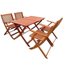 5 Piece Patio Dining Set, 4 Folding Chairs & 1 Dining Table, Indoor And Outdoor Universal - Teak by HouseOfZazla