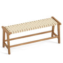 47 Inches Long Teak Wood Patio Bench with Weave Seat and Solid Wood Legs-Natural by DirectDeals
