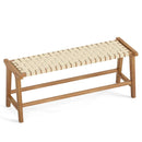 47 Inches Long Teak Wood Patio Bench with Weave Seat and Solid Wood Legs-Natural by LJGDeals