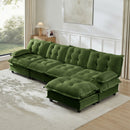 138" L Shaped Modern Sofa Modular Sectional Cloud Couch with Ottoman