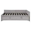 Full Size Upholstered L-Shaped Upholstered Daybed with Twin
Size Pop Up Trundle, Gray