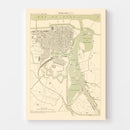 Vintage Map of Ostend, Belgium 1878