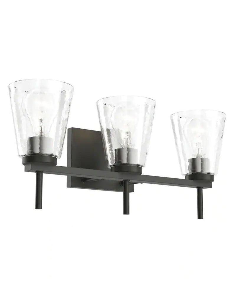 Renslow 21"W 3-Light Bath Vanity Light Fixture by Kichler Black Finish with Hammered Glass Shades