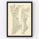 Vintage Map of Gothenburg, Sweden 1885
