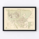 Vintage Map of Trondheim, Norway 1885