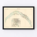 Vintage Map of Rouen, France 1886