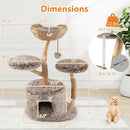 Wood Cat Tree Solid Pear Cat Tree with Perch and Sisal Scratching Posts-Brown by LJGDeals
