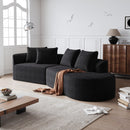Upholstered Oversized Sectional Sofa, 4 Seater Extra Deep & Wide Curved Cloud Couch With 4 Throw Pillows For Living Room - Black by HouseOfZazla