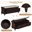 TREXM Classic Shoe Bench with Cushion and Three Drawers, Fluted Entryway Bench with Storage for Living Room, Entryway, and Hallways (Espresso)