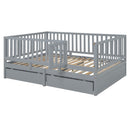 Daybed With Fence Guardrails And 2 Drawers, Split Into Independent Floor Bed & Daybed by HouseOfZazla