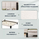 Boucle Cal King Bed Frame with Cube Headboard