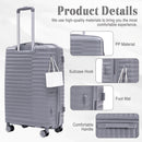 4-Piece PP Spinner Wheel Luggage Set with Cosmetic Case, Light Gray
