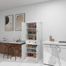 71" Kitchen Pantry Storage Cabinet, with 4 Doors, Drawer, 2 Adjustable Shelves, Freestanding Cupboard for Dining Room Living Room, Laundry-White