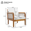 Outdoor Acacia Wood Club Chair with Handwoven Rope, Teak Finish