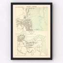 Vintage Map of Swansea, Wales 1885
