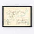 Vintage Map of London, England 1885
