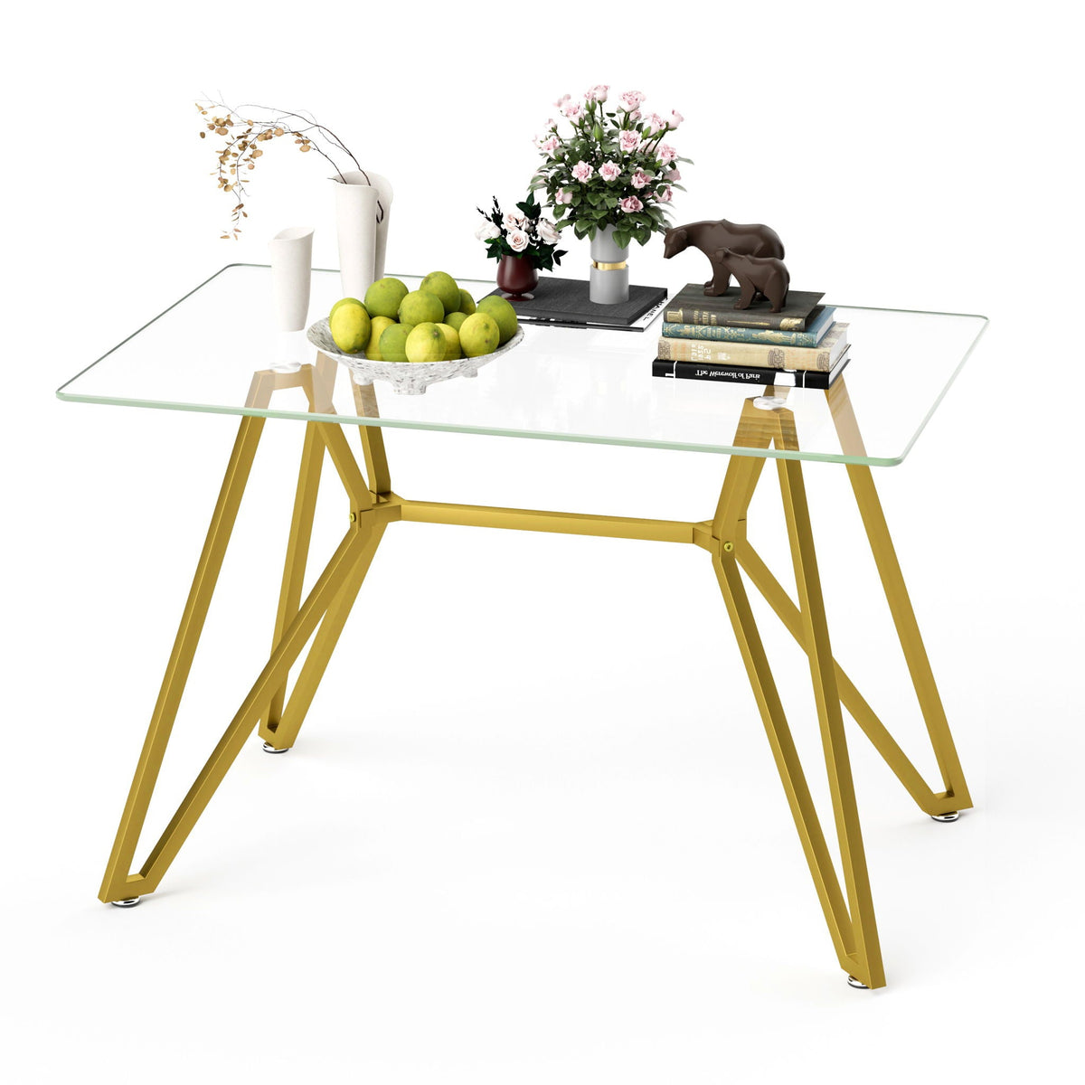 Modern Glass Dining Table With Metal Legs, photo 2 of 8