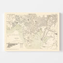 Vintage Map of Copenhagen, Denmark 1884