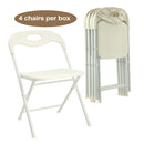 Folding Chairs, Stackable & Waterproof (Set of 4) - White by HouseOfZazla