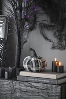Light Plaid Pumpkin, For Holiday Halloween Decor - Black / White by HouseOfZazla