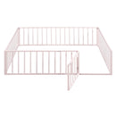 Metal Floor Bed Frame With Fence And Door by HouseOfZazla