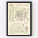 Vintage Map of Ostend, Belgium 1889