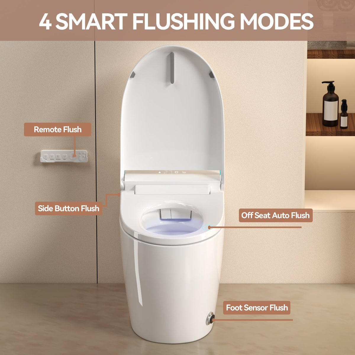 Unique Smart One-Piece Toilet with Bidet and Auto Seat, photo 9 of 10