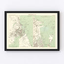 Vintage Map of Copenhagen, Denmark 1888