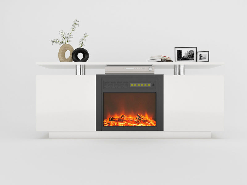 160CM high gloss TV cabinet tv unit with fireplace, have heat and flame color changes