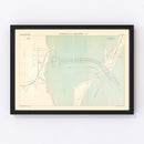Vintage Map of Tunis, Tunisia 1888