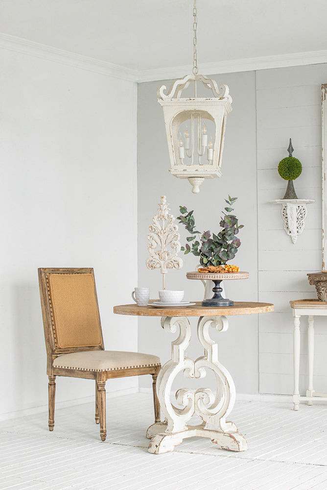 4 - Light Wood Chandelier, Hanging Light Fixture with Adjustable Chain for Kitchen Dining Room Foyer Entryway, Bulb Not Included