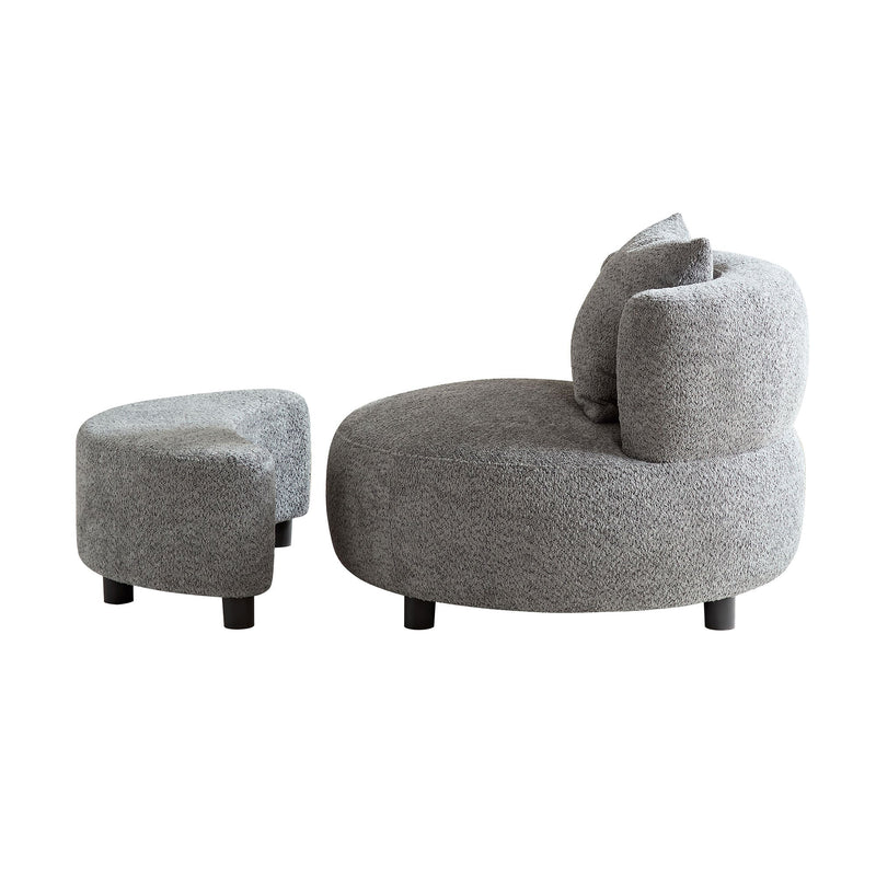 Walker Edison | Modern Teddy Cloud Accent Chair with Ottoman