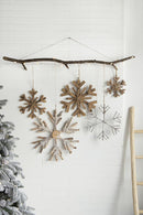 17.7" x 17.7" Large Fir Wood Snowflake Ornaments - Set of 2