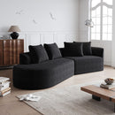 Upholstered Oversized Sectional Sofa, 4 Seater Extra Deep & Wide Seat Curved Cloud Couch With 4 Throw Pillows, Free Combination Living Room - Black by HouseOfZazla