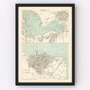 Vintage Map of Izmir, Turkey 1888