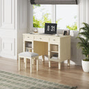 Multi Functional 2 In 1 Vanity Desk With Flip Top Mirror Material - White Oak by Unique Piece Furniture