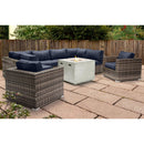 Premium 6 Person Wicker Patio Seating Group With Deep Cushions And Concrete Fire Pit - Gray Mix by HouseOfZazla