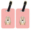 Checkerboard Pink Afghan Hound Luggage Tag