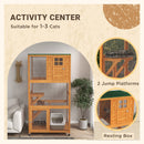 74" Wooden Outdoor Cat House Weatherproof & Wheeled, Catio Outdoor Cat Enclosure with High Weight Capacity, Kitten Cage Condo, Orange