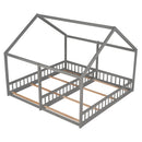 House Platform Beds, 2 Shared Beds, Metal Frame With Guardrails